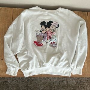 Vintage looking Mickey + Minnie mouse crew neck